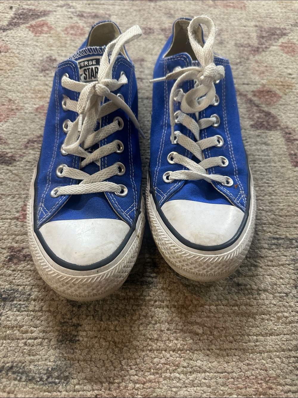 Converse Blue Canvas Low Top Sneakers with White Laces